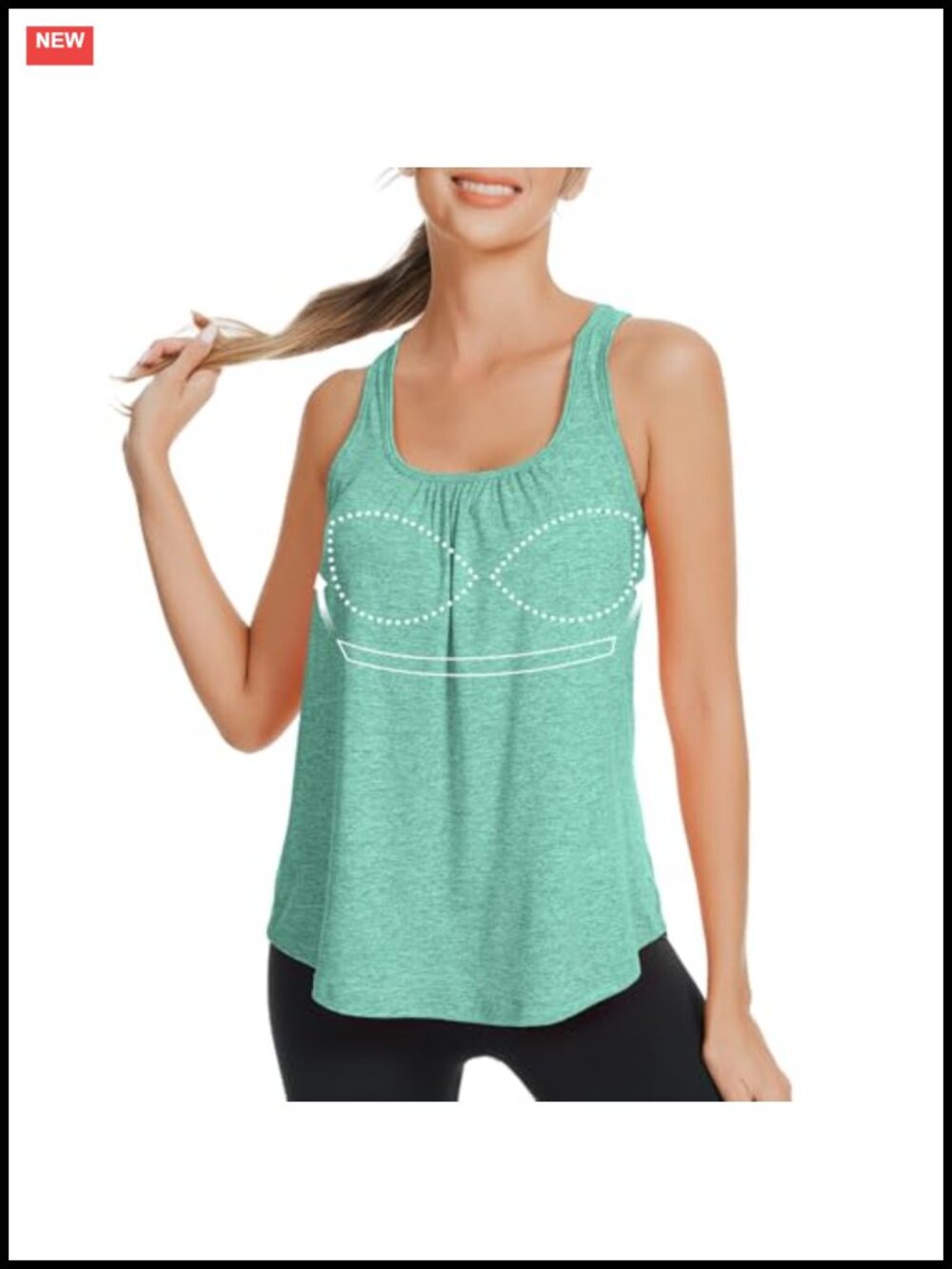 Built in Bra Tank Top Women Loose Fit Racerback Yoga Workout Cami